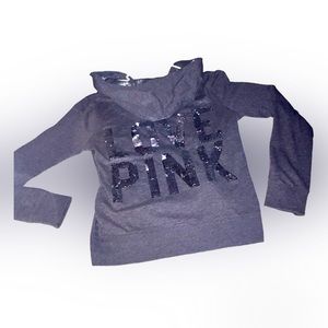 Victorias Secret vs  PINK BLING Gray LOVE PINK sequin Hoodie